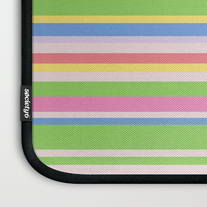 Summer Stripes Spring Green Pastel Multicolor Pattern Laptop Sleeve Gallery Image 3