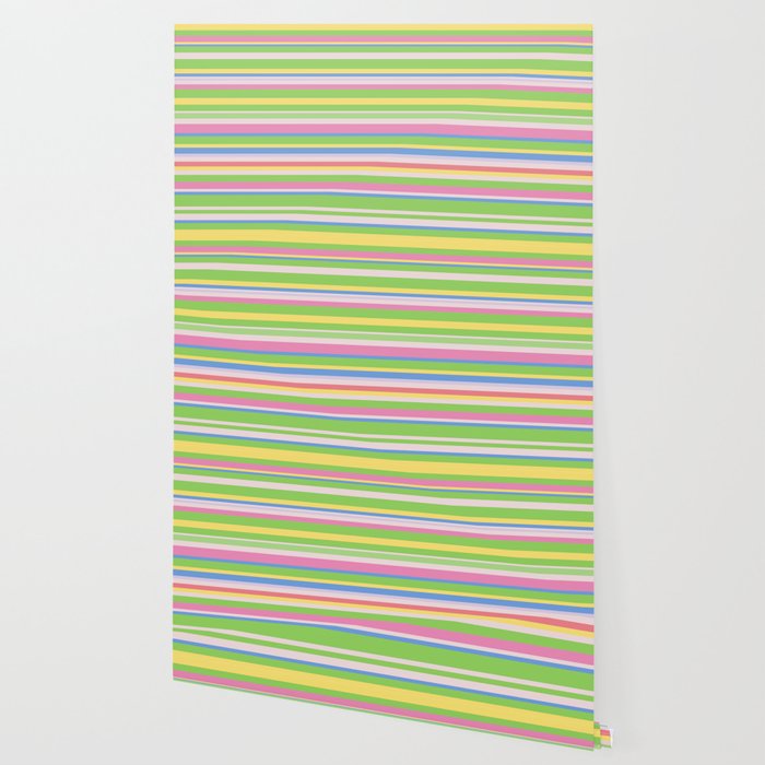 Summer Stripes Spring Green Pastel Multicolor Pattern Wallpaper Gallery Image 2