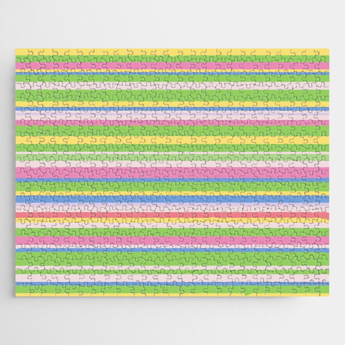 Summer Stripes Spring Green Pastel Multicolor Pattern Jigsaw Puzzle Gallery Image 1