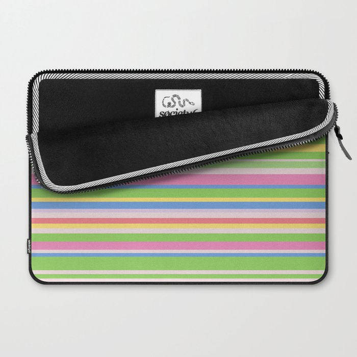 Summer Stripes Spring Green Pastel Multicolor Pattern Laptop Sleeve Gallery Image 2