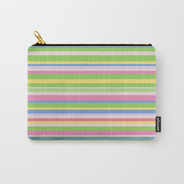 Summer Stripes Spring Green Pastel Multicolor Pattern Carry All Pouch Gallery Image 1