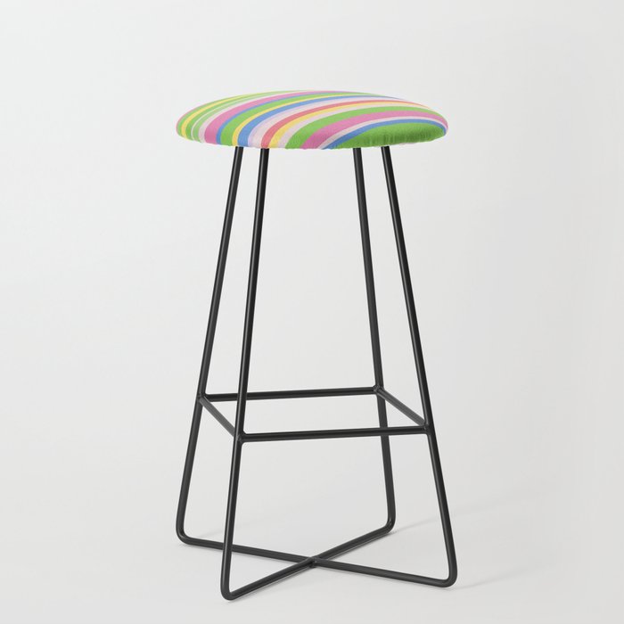 Summer Stripes Spring Green Pastel Multicolor Pattern Stool Gallery Image 1