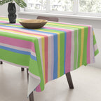Summer Stripes Spring Green Pastel Multicolor Pattern Tablecloth Gallery Image 3