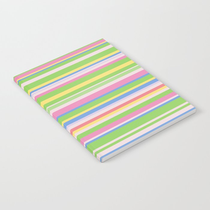 Summer Stripes Spring Green Pastel Multicolor Pattern Notebook Gallery Image 2