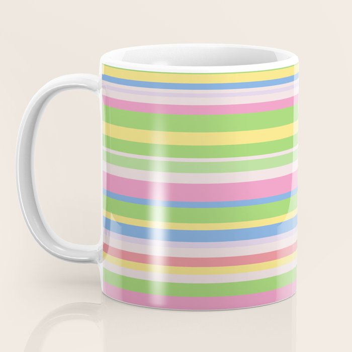 Summer Stripes Spring Green Pastel Multicolor Pattern Coffee Mug Gallery Image 3