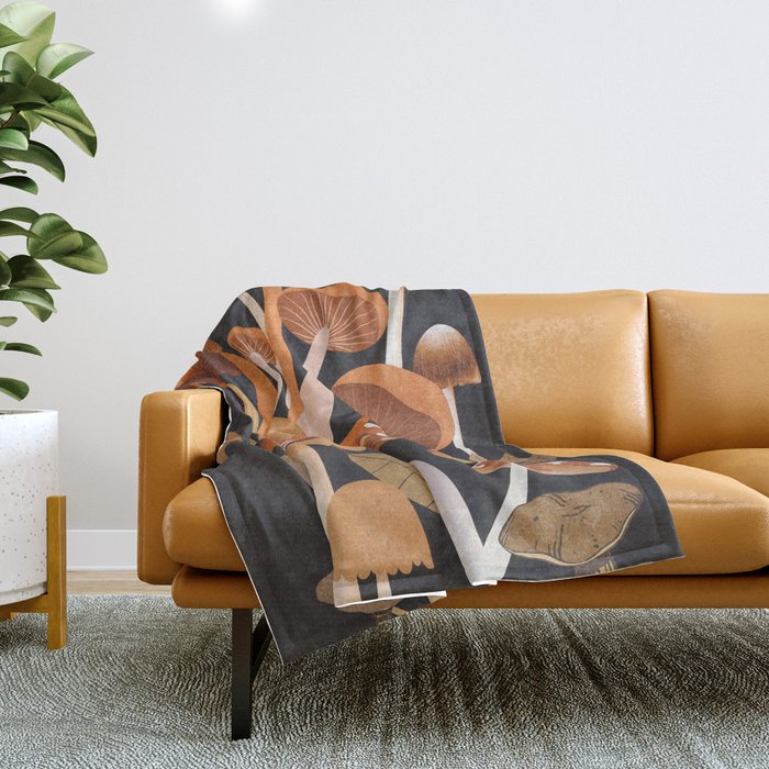 Mushrooms 1 Throw Blanket Gallery Image 1