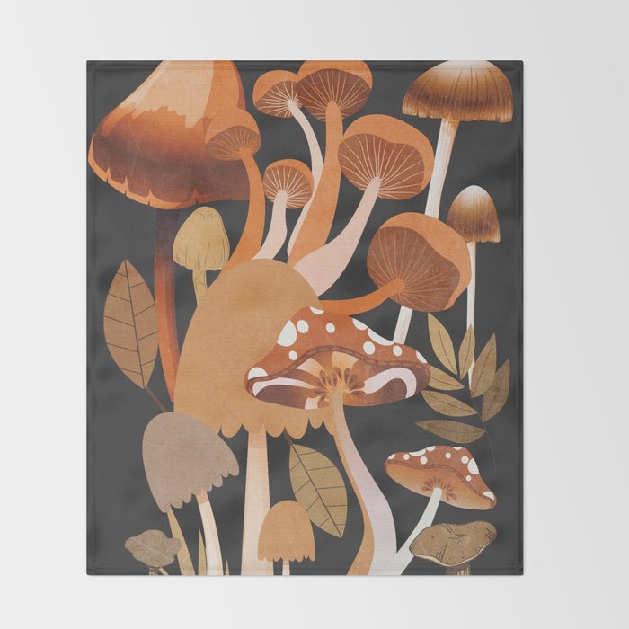 Mushrooms 1 Throw Blanket Gallery Image 2