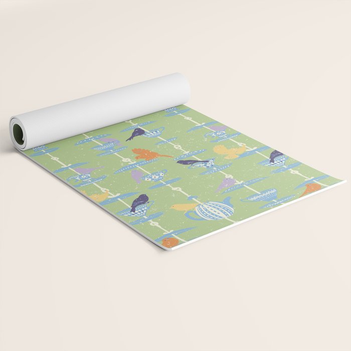 Garden Bird feeding may green Yoga Mat Gallery Image 2