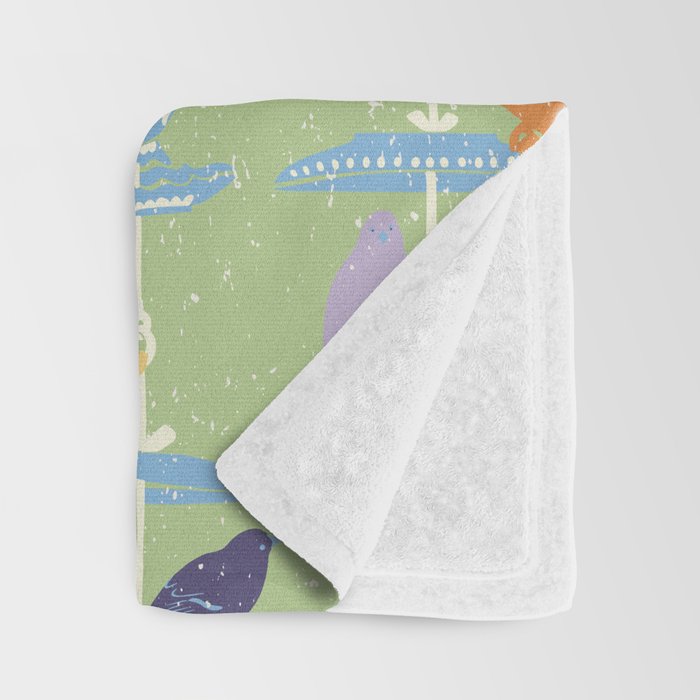 Garden Bird feeding may green Throw Blanket Gallery Image 3