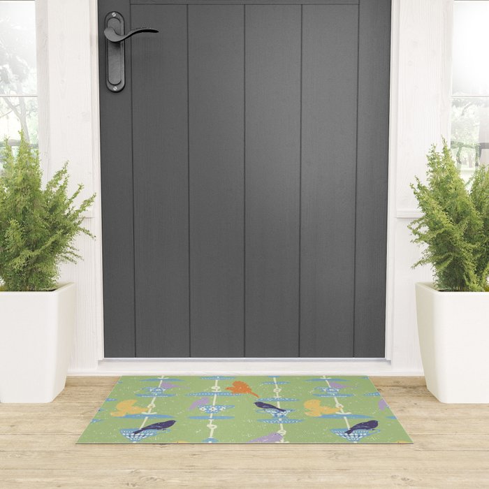 Garden Bird feeding may green Welcome Mat Gallery Image 3