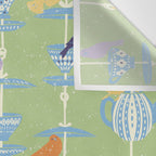 Garden Bird feeding may green Wall Tapestry Gallery Image 3