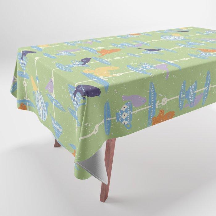 Garden Bird feeding may green Tablecloth Gallery Image 1