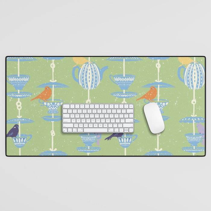 Garden Bird feeding may green Desk Mat Gallery Image 1