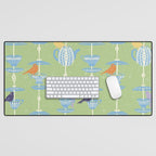 Garden Bird feeding may green Desk Mat Gallery Image 1