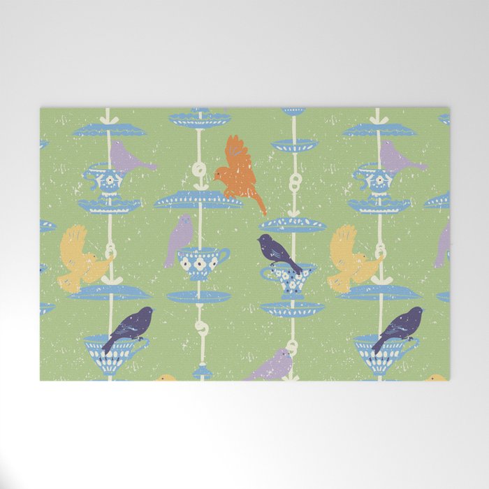 Garden Bird feeding may green Welcome Mat Gallery Image 1