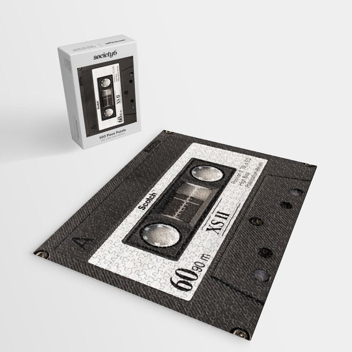 Cassette Tape Black And White #decor #society6 #buyart Jigsaw Puzzle Gallery Image 2