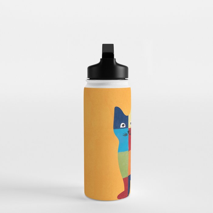 Squares Cat Water Bottle Gallery Image 3