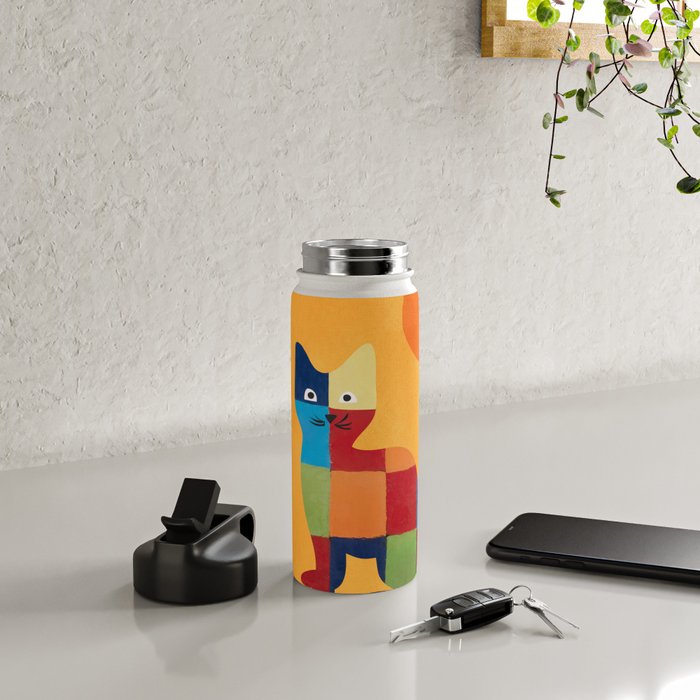 Squares Cat Water Bottle Gallery Image 4