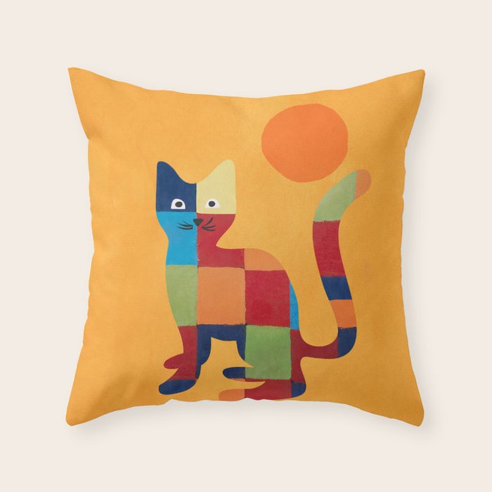 Squares Cat Throw Pillow