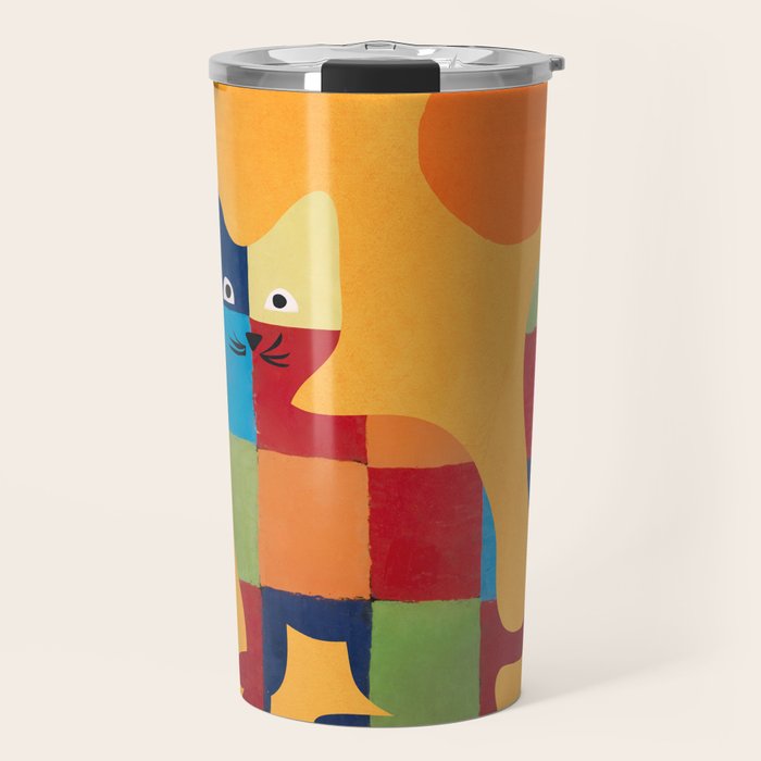 Squares Cat Travel Mug Gallery Image 1