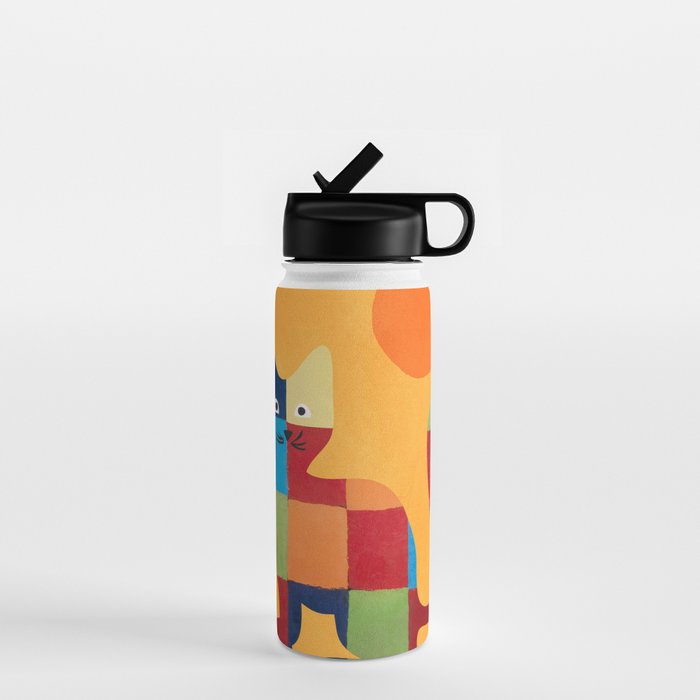 Squares Cat Water Bottle Gallery Image 1