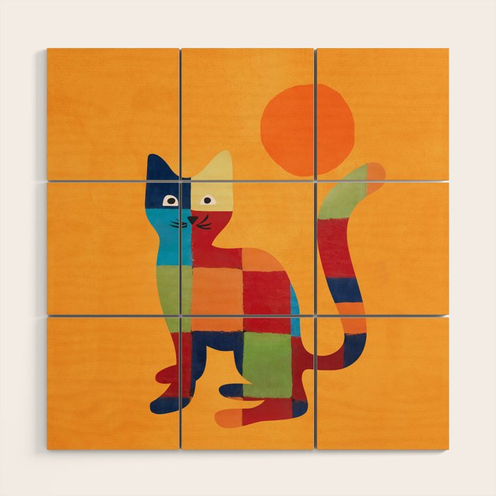 Squares Cat Wood Wall Art Gallery Image 1