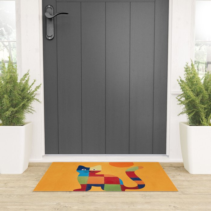 Squares Cat Welcome Mat Gallery Image 3