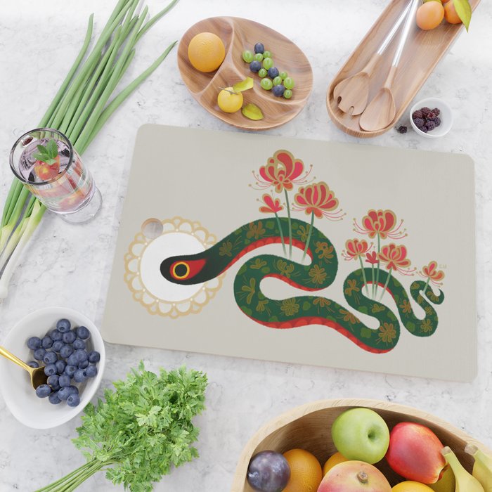Snake and flowers Cutting Board Gallery Image 2