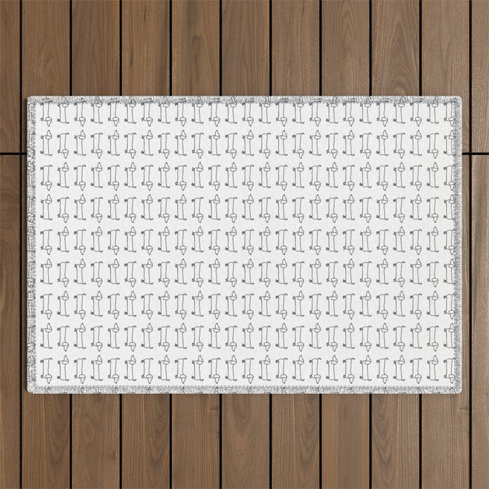 Dachshund in black-white Outdoor Rug Gallery Image 1