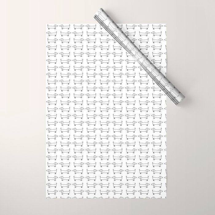 Dachshund in black-white Wrapping Paper Gallery Image 1