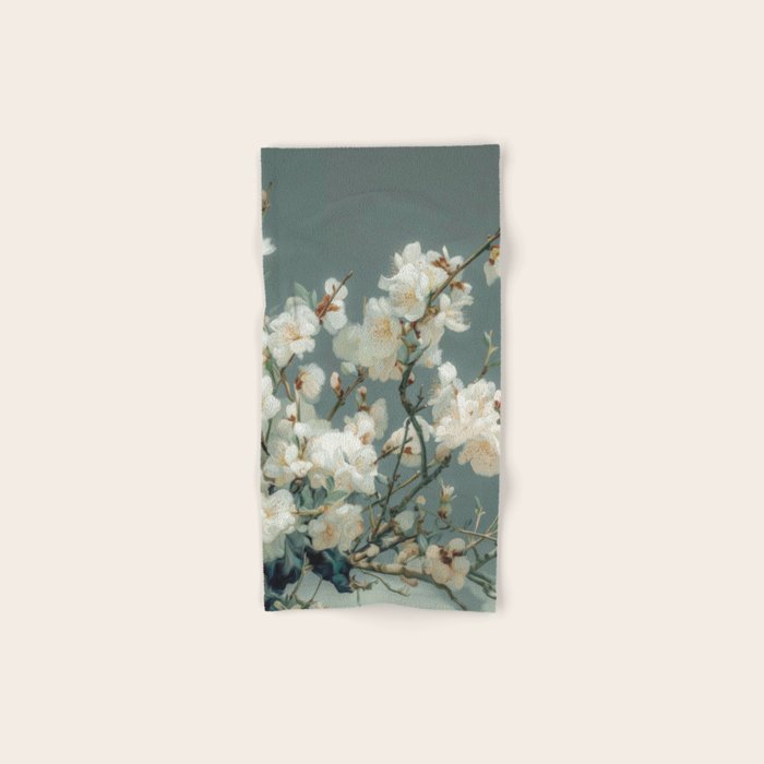 Cherry Blossom Painting Japanese Wall Art Floral Print Wabi Sabi Art Sage Green Poster japandi Art Bath Towel Gallery Image 1