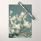 Cherry Blossom Painting Japanese Wall Art Floral Print Wabi Sabi Art Sage Green Poster japandi Art Wrapping Paper Gallery Image 1