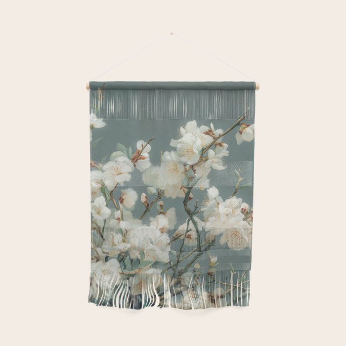 Cherry Blossom Painting Japanese Wall Art Floral Print Wabi Sabi Art Sage Green Poster japandi Art Wall Hanging Gallery Image 1