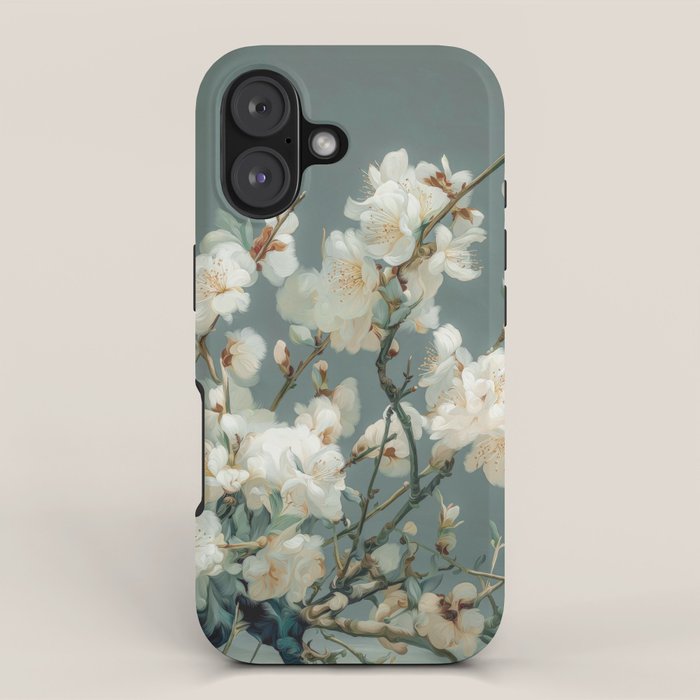 Cherry Blossom Painting Japanese Wall Art Floral Print Wabi Sabi Art Sage Green Poster japandi Art iPhone Case Gallery Image 1