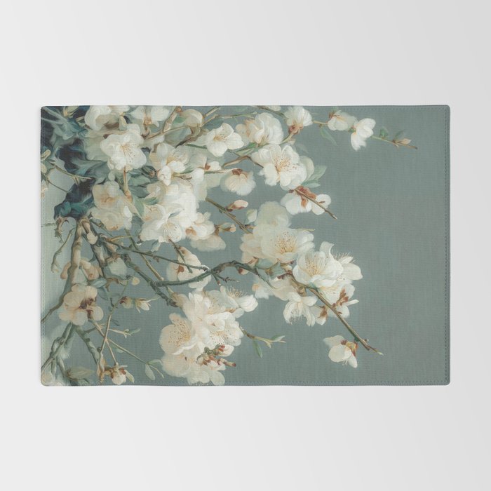 Cherry Blossom Painting Japanese Wall Art Floral Print Wabi Sabi Art Sage Green Poster japandi Art Rug Gallery Image 2