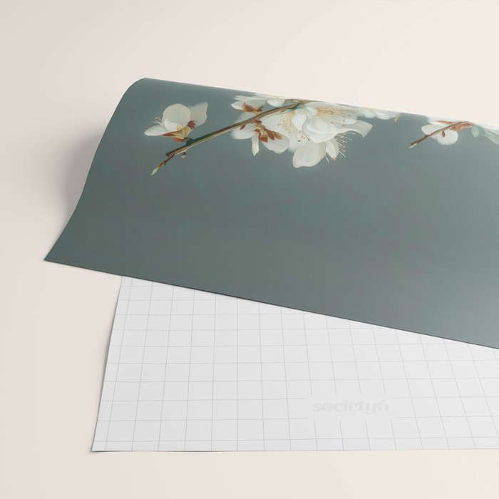 Cherry Blossom Painting Japanese Wall Art Floral Print Wabi Sabi Art Sage Green Poster japandi Art Wrapping Paper Gallery Image 2