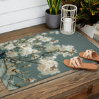 Cherry Blossom Painting Japanese Wall Art Floral Print Wabi Sabi Art Sage Green Poster japandi Art Outdoor Rug Gallery Image 2