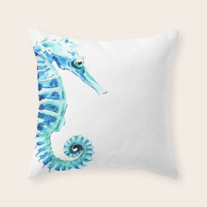 Coastal. Sea horse. Throw Pillow Gallery Image 6