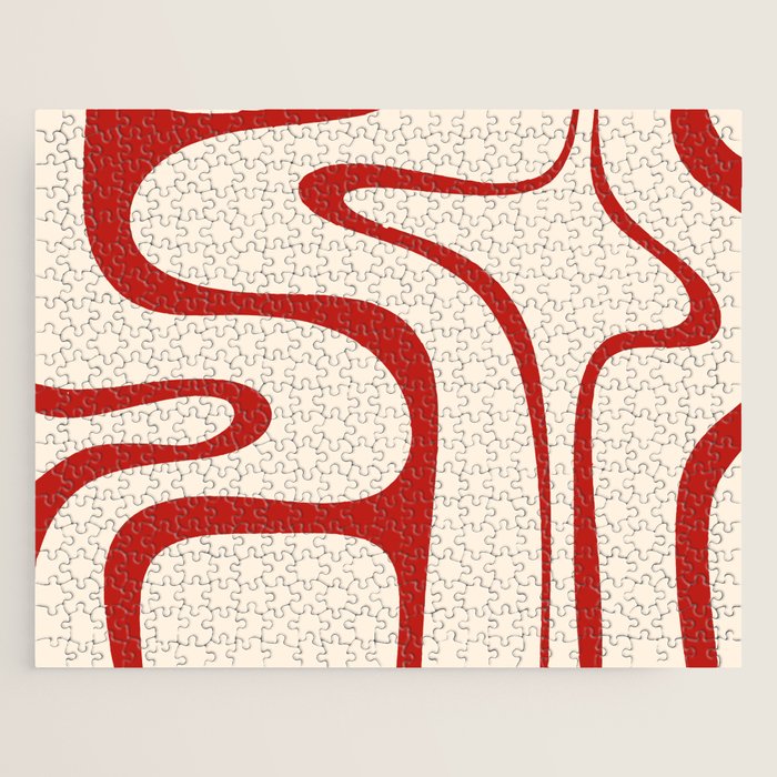 Copacetic Retro Abstract Pattern Red and Cream Jigsaw Puzzle Gallery Image 1
