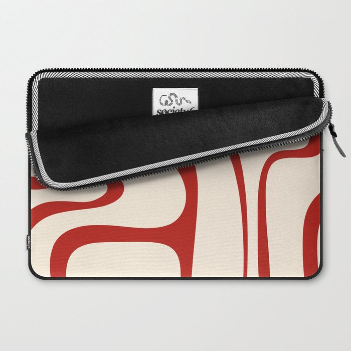 Copacetic Retro Abstract Pattern Red and Cream Laptop Sleeve Gallery Image 2