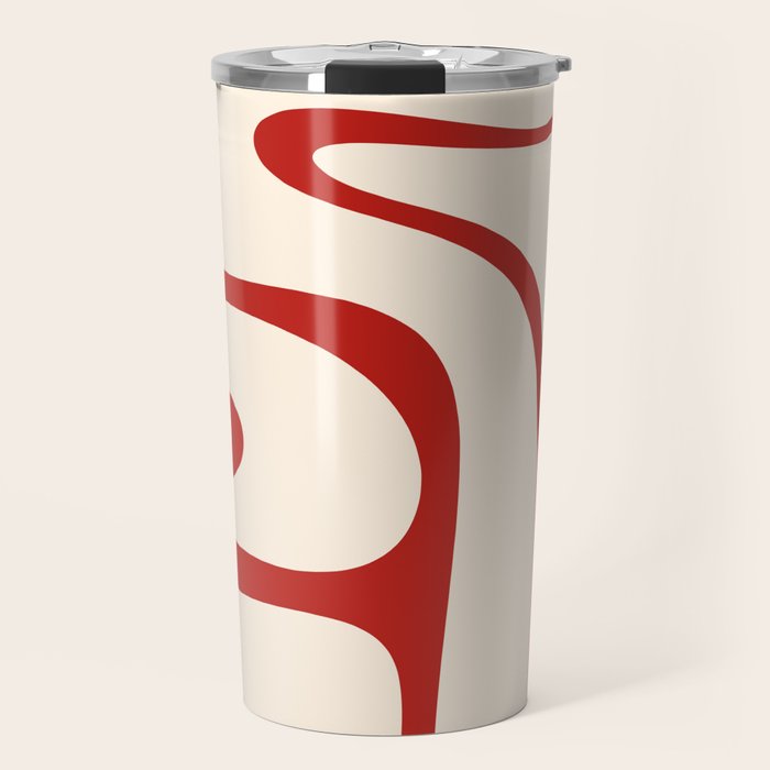 Copacetic Retro Abstract Pattern Red and Cream Travel Mug Gallery Image 1