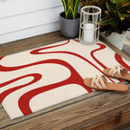 Copacetic Retro Abstract Pattern Red and Cream Outdoor Rug Gallery Image 2