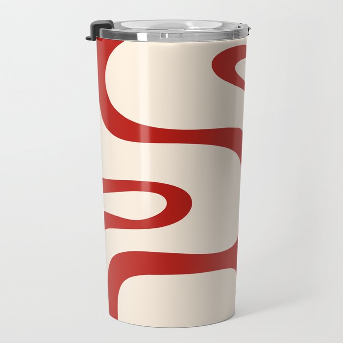 Copacetic Retro Abstract Pattern Red and Cream Travel Mug Gallery Image 3