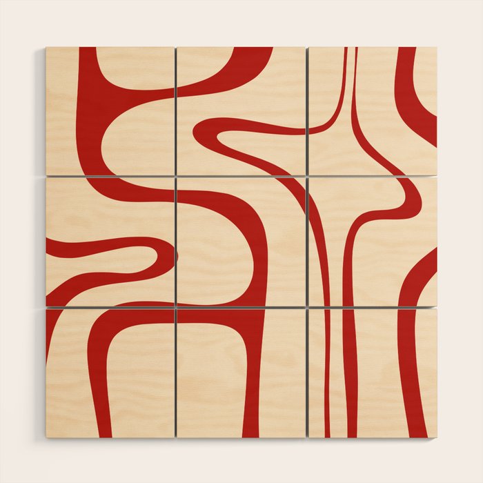Copacetic Retro Abstract Pattern Red and Cream Wood Wall Art Gallery Image 1
