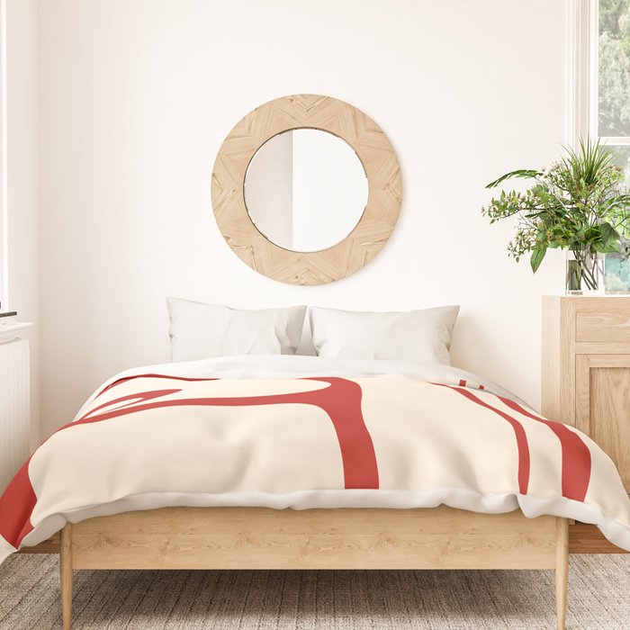 Copacetic Retro Abstract Pattern Red and Cream Duvet Cover Gallery Image 3
