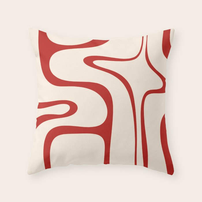 Copacetic Retro Abstract Pattern Red and Cream Throw Pillow Gallery Image 1