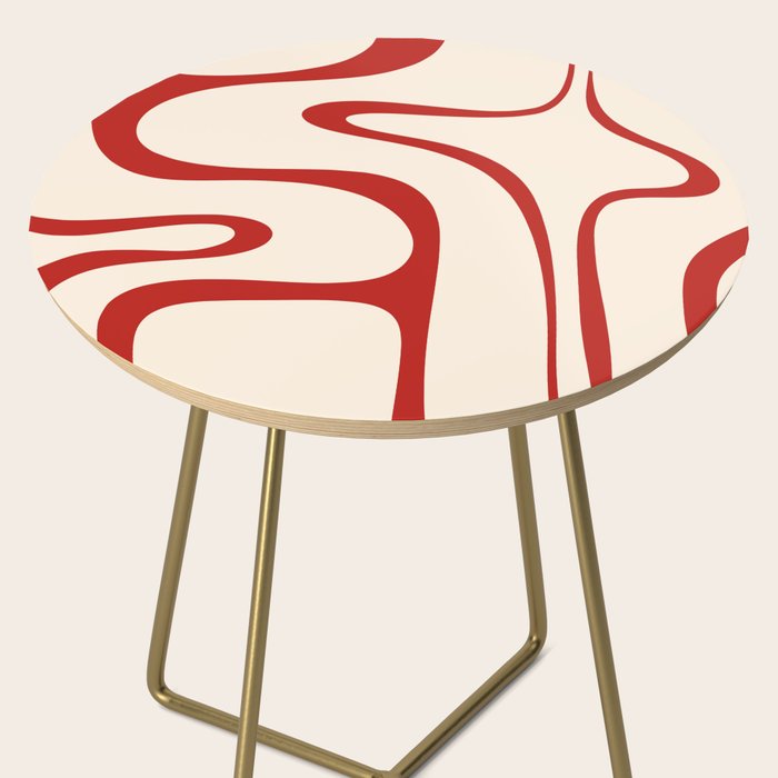 Copacetic Retro Abstract Pattern Red and Cream Side Table Gallery Image 2