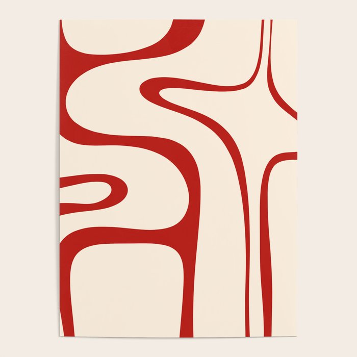 Copacetic Retro Abstract Pattern Red and Cream Poster Gallery Image 4