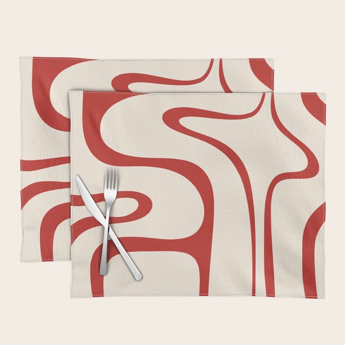 Copacetic Retro Abstract Pattern Red and Cream Placemat Gallery Image 1