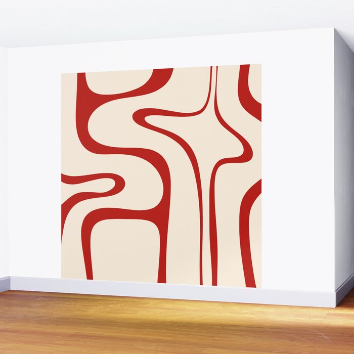 Copacetic Retro Abstract Pattern Red and Cream Wall Mural Gallery Image 2